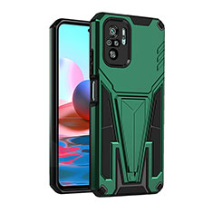 Funda Bumper Silicona y Plastico Mate Carcasa con Soporte MQ2 para Xiaomi Poco M5S Verde