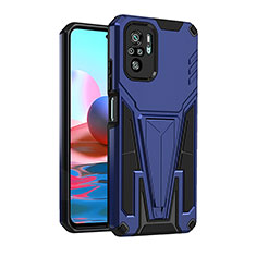 Funda Bumper Silicona y Plastico Mate Carcasa con Soporte MQ2 para Xiaomi Redmi Note 11 SE India 4G Azul