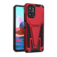 Funda Bumper Silicona y Plastico Mate Carcasa con Soporte MQ2 para Xiaomi Redmi Note 11 SE India 4G Rojo