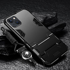 Funda Bumper Silicona y Plastico Mate Carcasa con Soporte para Apple iPhone 14 Negro