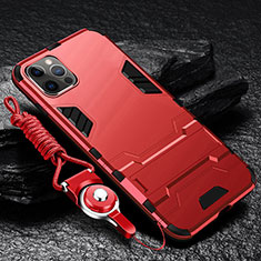 Funda Bumper Silicona y Plastico Mate Carcasa con Soporte para Apple iPhone 14 Pro Rojo