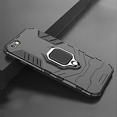 Funda Bumper Silicona y Plastico Mate Carcasa con Soporte para Apple iPhone 7 Negro