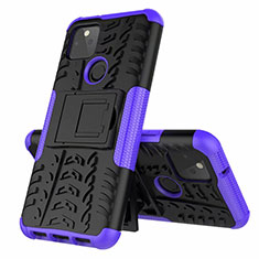 Funda Bumper Silicona y Plastico Mate Carcasa con Soporte para Google Pixel 5 Morado