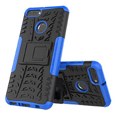 Funda Bumper Silicona y Plastico Mate Carcasa con Soporte para Huawei Enjoy 8 Plus Azul