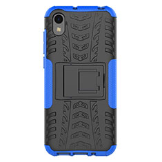 Funda Bumper Silicona y Plastico Mate Carcasa con Soporte para Huawei Enjoy 8S Azul