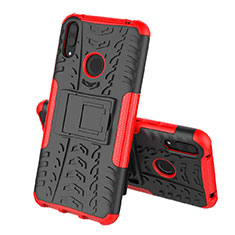 Funda Bumper Silicona y Plastico Mate Carcasa con Soporte para Huawei Enjoy 9 Rojo