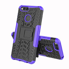 Funda Bumper Silicona y Plastico Mate Carcasa con Soporte para Huawei Honor 7A Morado