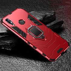 Funda Bumper Silicona y Plastico Mate Carcasa con Soporte para Huawei Honor 8X Rojo