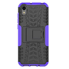 Funda Bumper Silicona y Plastico Mate Carcasa con Soporte para Huawei Honor Play 8 Morado