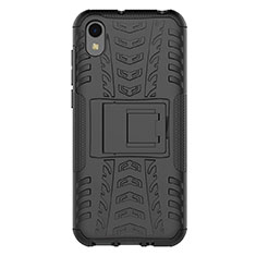 Funda Bumper Silicona y Plastico Mate Carcasa con Soporte para Huawei Honor Play 8 Negro