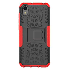 Funda Bumper Silicona y Plastico Mate Carcasa con Soporte para Huawei Honor Play 8 Rojo