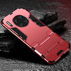 Funda Bumper Silicona y Plastico Mate Carcasa con Soporte para Huawei Mate 30E Pro 5G Rojo