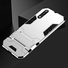 Funda Bumper Silicona y Plastico Mate Carcasa con Soporte para Huawei P20 Blanco