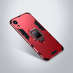 Funda Bumper Silicona y Plastico Mate Carcasa con Soporte para Huawei Y6 Pro (2019) Rojo