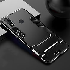 Funda Bumper Silicona y Plastico Mate Carcasa con Soporte para Huawei Y8s Negro