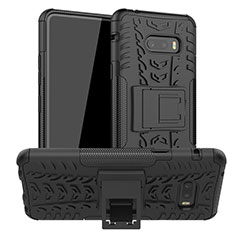 Funda Bumper Silicona y Plastico Mate Carcasa con Soporte para LG G8X ThinQ Negro