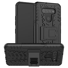 Funda Bumper Silicona y Plastico Mate Carcasa con Soporte para LG K51 Negro