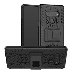 Funda Bumper Silicona y Plastico Mate Carcasa con Soporte para LG Stylo 6 Negro