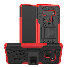 Funda Bumper Silicona y Plastico Mate Carcasa con Soporte para LG Stylo 6 Rojo