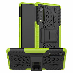 Funda Bumper Silicona y Plastico Mate Carcasa con Soporte para LG Velvet 5G Verde