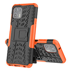 Funda Bumper Silicona y Plastico Mate Carcasa con Soporte para Motorola Moto Edge 20 Lite 5G Naranja