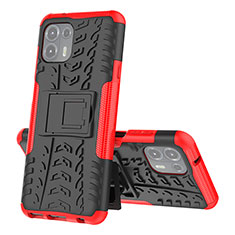 Funda Bumper Silicona y Plastico Mate Carcasa con Soporte para Motorola Moto Edge 20 Lite 5G Rojo