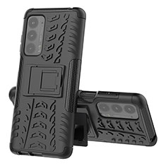 Funda Bumper Silicona y Plastico Mate Carcasa con Soporte para Motorola Moto Edge (2021) 5G Negro