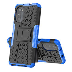 Funda Bumper Silicona y Plastico Mate Carcasa con Soporte para Motorola Moto Edge (2022) 5G Azul