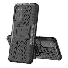 Funda Bumper Silicona y Plastico Mate Carcasa con Soporte para Motorola Moto Edge (2022) 5G Negro