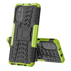 Funda Bumper Silicona y Plastico Mate Carcasa con Soporte para Motorola Moto Edge (2022) 5G Verde