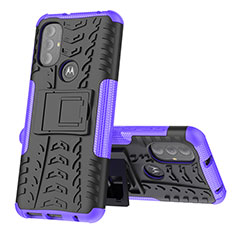 Funda Bumper Silicona y Plastico Mate Carcasa con Soporte para Motorola Moto G Play Gen 2 Morado