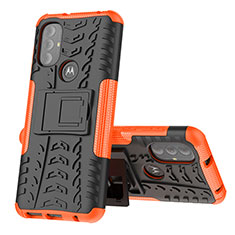 Funda Bumper Silicona y Plastico Mate Carcasa con Soporte para Motorola Moto G Play Gen 2 Naranja