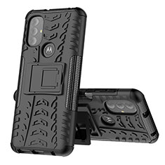 Funda Bumper Silicona y Plastico Mate Carcasa con Soporte para Motorola Moto G Play Gen 2 Negro