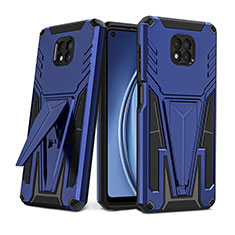 Funda Bumper Silicona y Plastico Mate Carcasa con Soporte para Motorola Moto G Power (2021) Azul