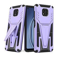 Funda Bumper Silicona y Plastico Mate Carcasa con Soporte para Motorola Moto G Power (2021) Morado