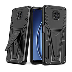 Funda Bumper Silicona y Plastico Mate Carcasa con Soporte para Motorola Moto G Power (2021) Negro