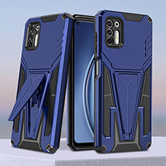 Funda Bumper Silicona y Plastico Mate Carcasa con Soporte para Motorola Moto G Stylus (2021) Azul