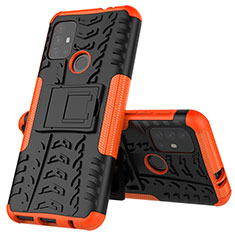 Funda Bumper Silicona y Plastico Mate Carcasa con Soporte para Motorola Moto G20 Naranja