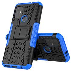 Funda Bumper Silicona y Plastico Mate Carcasa con Soporte para Motorola Moto G30 Azul