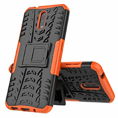 Funda Bumper Silicona y Plastico Mate Carcasa con Soporte para Nokia 2.3 Naranja