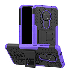 Funda Bumper Silicona y Plastico Mate Carcasa con Soporte para Nokia 6.2 Morado