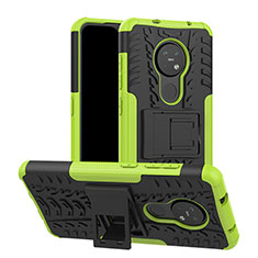 Funda Bumper Silicona y Plastico Mate Carcasa con Soporte para Nokia 7.2 Verde