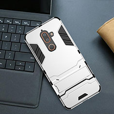 Funda Bumper Silicona y Plastico Mate Carcasa con Soporte para Nokia 7 Plus Blanco