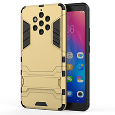 Funda Bumper Silicona y Plastico Mate Carcasa con Soporte para Nokia 9 PureView Oro