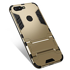 Funda Bumper Silicona y Plastico Mate Carcasa con Soporte para OnePlus 5T A5010 Oro