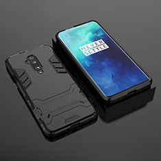 Funda Bumper Silicona y Plastico Mate Carcasa con Soporte para OnePlus 7T Pro Negro