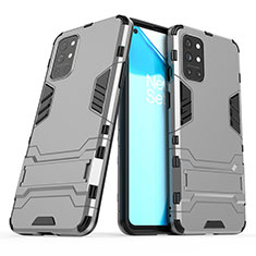 Funda Bumper Silicona y Plastico Mate Carcasa con Soporte para OnePlus 9R 5G Gris