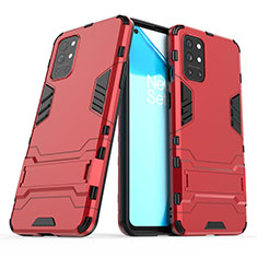 Funda Bumper Silicona y Plastico Mate Carcasa con Soporte para OnePlus 9R 5G Rojo