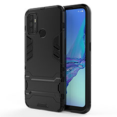 Funda Bumper Silicona y Plastico Mate Carcasa con Soporte para Oppo A11s Negro