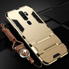 Funda Bumper Silicona y Plastico Mate Carcasa con Soporte para Oppo A11X Oro